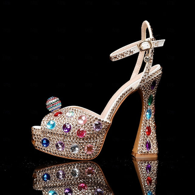 Rhinestone Platform Women's Sandals Sparkly – Colorful