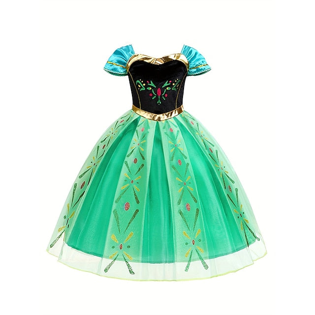 Girl Dress Theme Princess Frozen Flower Party Anna Fairytale