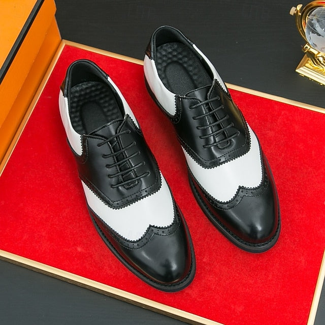 White and Men's Wingtip Brogue Oxford Two-Tone in Shoes