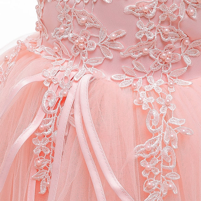 Kids Party Dress Girls' Solid Sleeveless Color