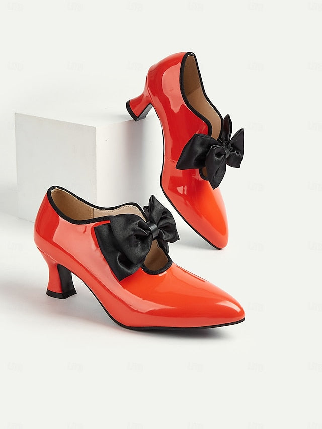 Vintage Women's Low Leather Red Heel Patent – Shoes 1920s