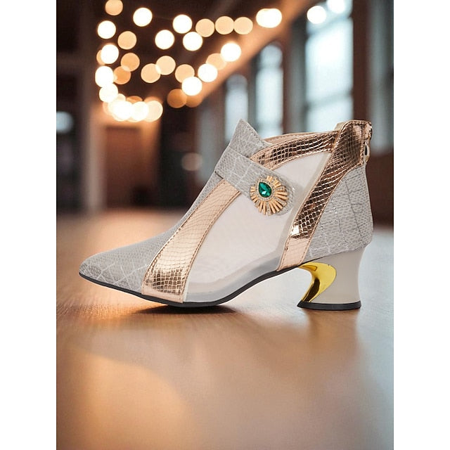 Women's with Boots Ankle Mesh Gold Silver Emerald and