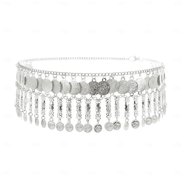 Women's Belt Metal Alloy Silver Yellow Gold Waist Belt