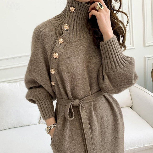Women's Midi Dress Sweater Dress Elegant Fashion Modern