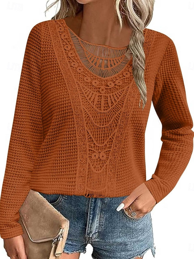 Women's Blouse Solid Color Elegant Stylish Casual Long