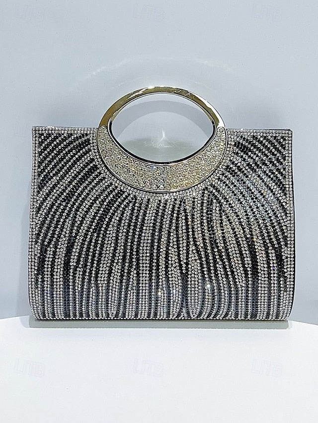 with – Clutch Women's Evening Rhinestone Bag Round Handle