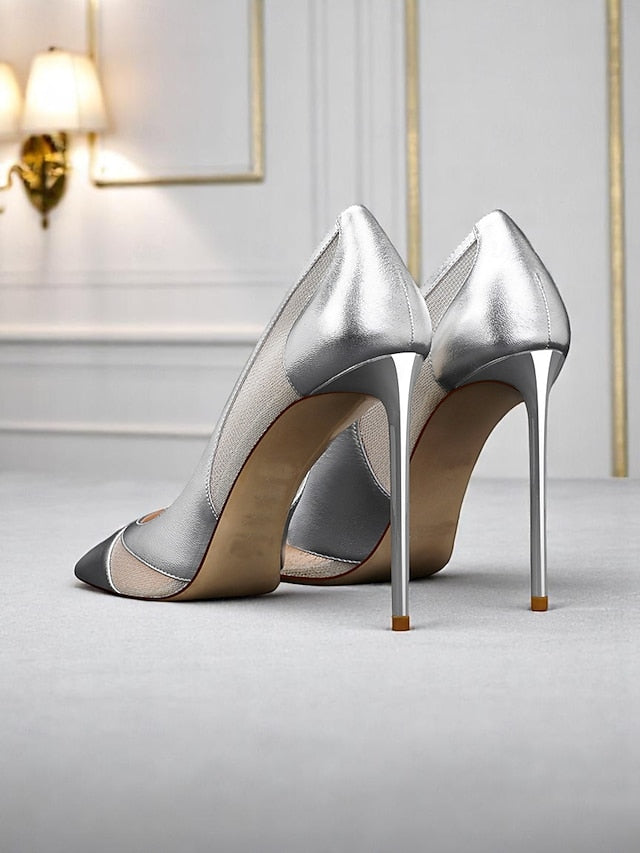 with Pumps Detailing Nude Toe Women's Mesh Pointed Suede