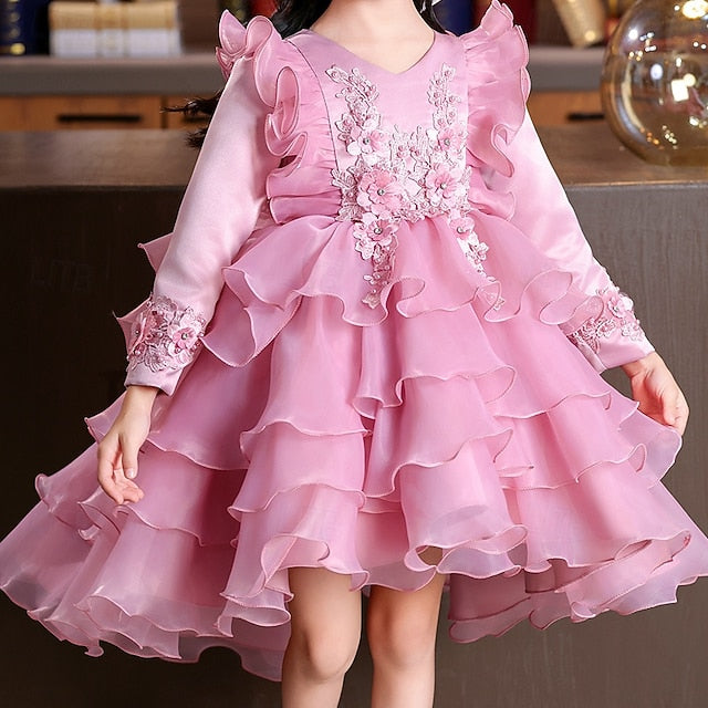 Long Wedding Dress Special Sleeve Kids Girls' Flower Party