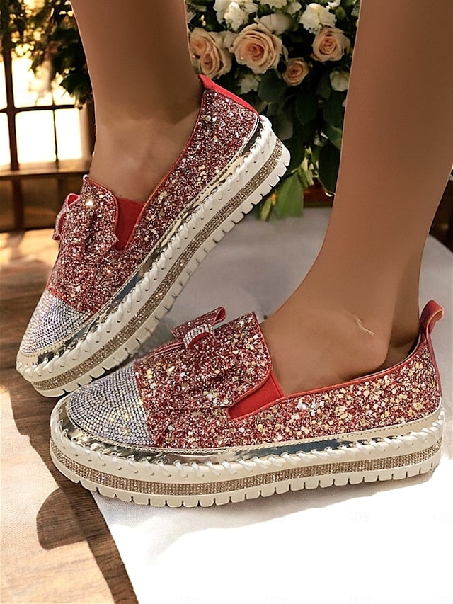 Women Rhinestone Sparkling for Loafers Glittery Slip-On –