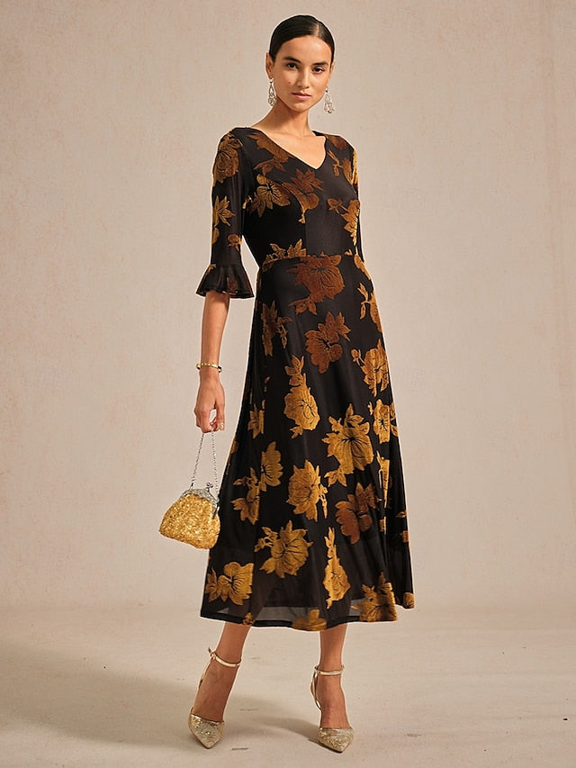 Women's Midi Dress A Line Dress Elegant Birthday Cocktail