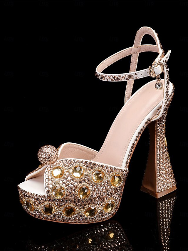 Sandals High Rhinestone Women's Platform with Heel Matching