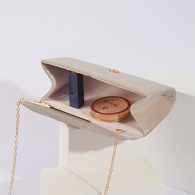 Gold Clutch Glitter Elegant with Bag Evening Women's Metal