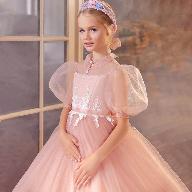Evening Flower Dress Girls' Girl Princess Party Gown