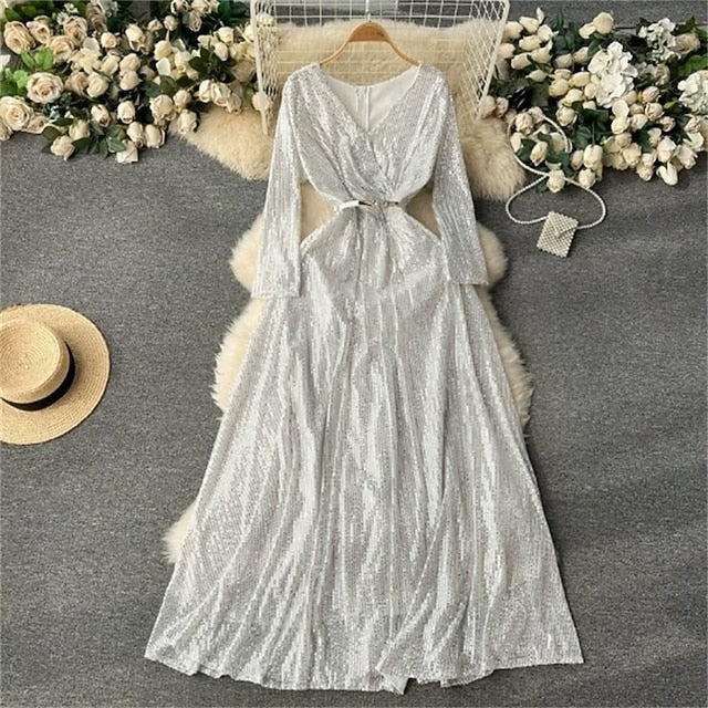 Women's Midi Dress Sequin Dress Elegant Fashion Modern