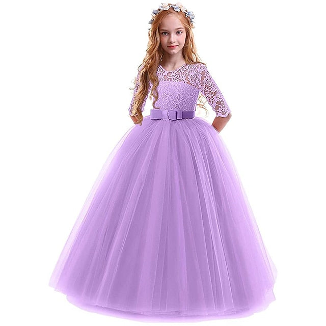 Lace Kids Prom Years Girl 3-13 Flower Princess Dress