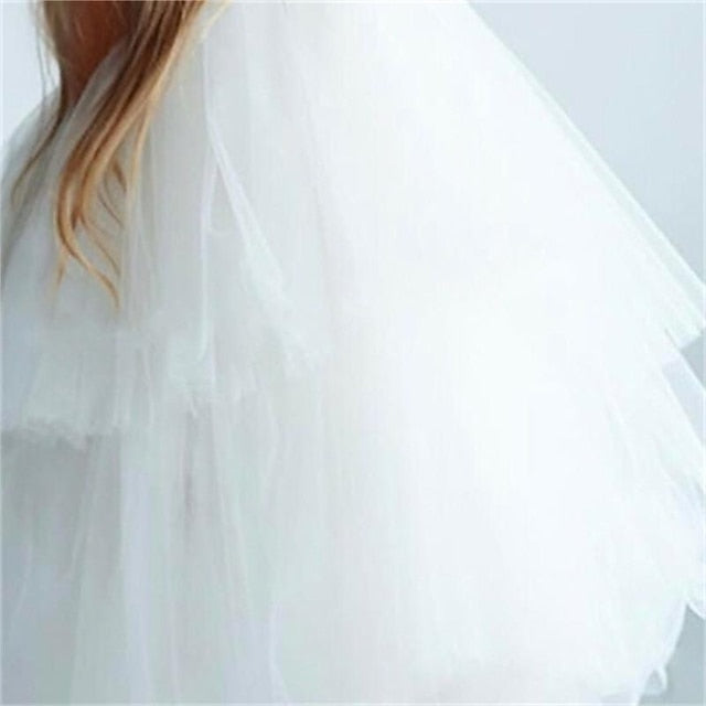 Mesh Wedding Solid Sleeveless Color Party Girls' Dress Kids