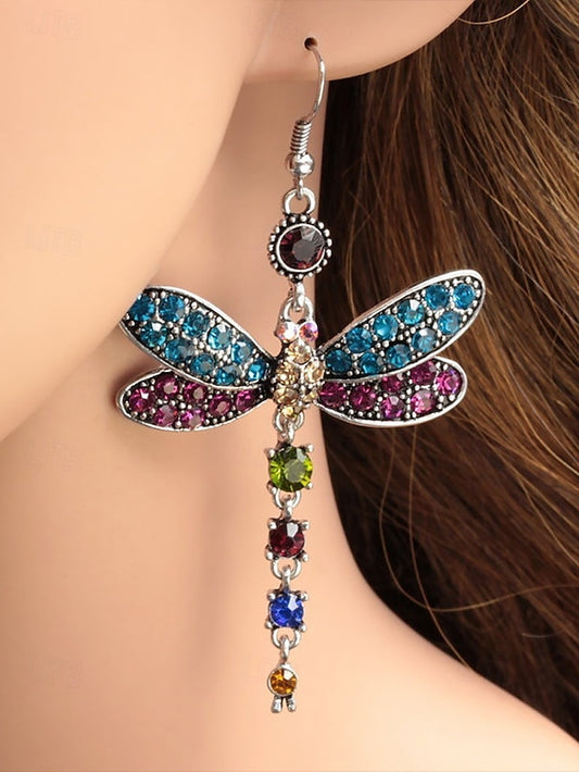 Style Colorful Earrings – Vintage Dragonfly Crystal