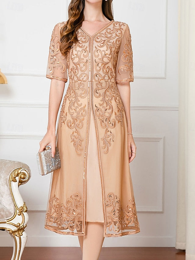 Chinese Mother the Bride Wedding Guest Elegant Dress of