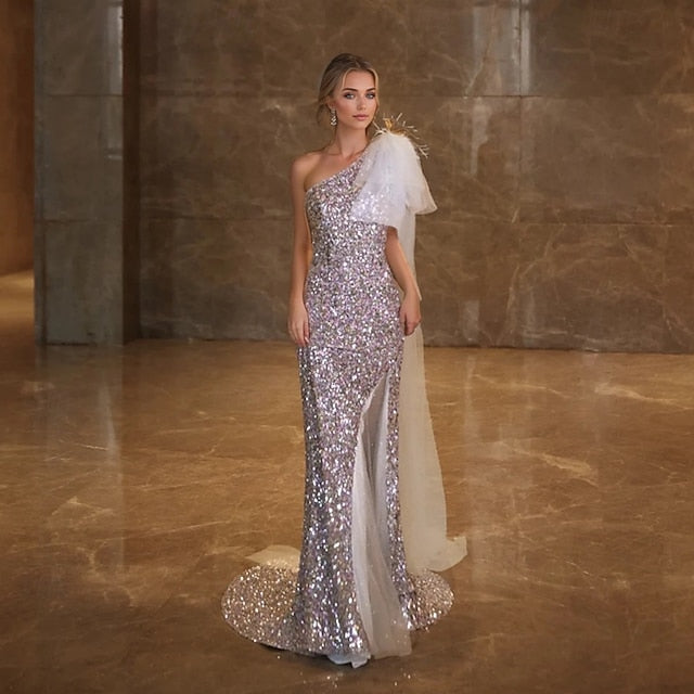 Mermaid Trumpet Sweep Brush Train Prom Dresses Elegant High