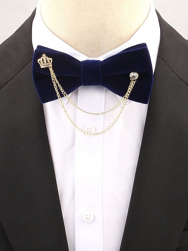 and Tie Crown with Velvet – Men's Chain Bow Detail