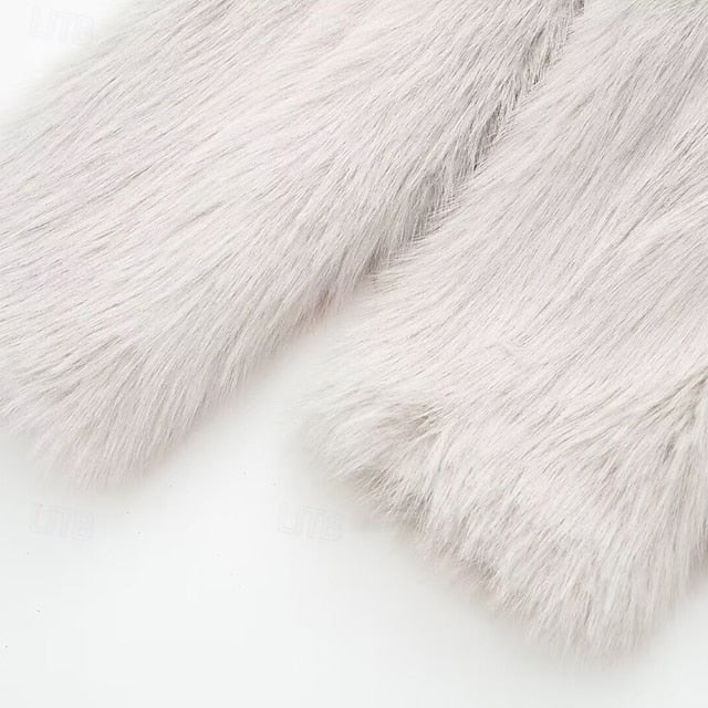 Comfortable Fur Furs Coat Women's Pocket Faux Warm