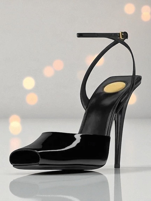 Green - Peep Dark High Women's Heels Patent Leather Toe