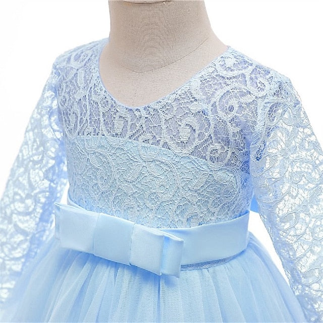 Dress Half Girl Kids Wedding Girls' Flower Sleeve