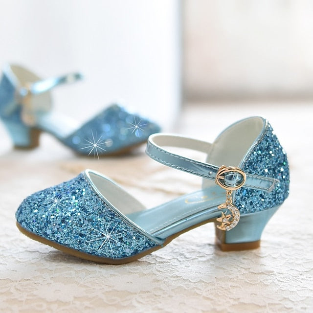 Rubber Princess PU Party Little Heels Girls' Shoes Glitters