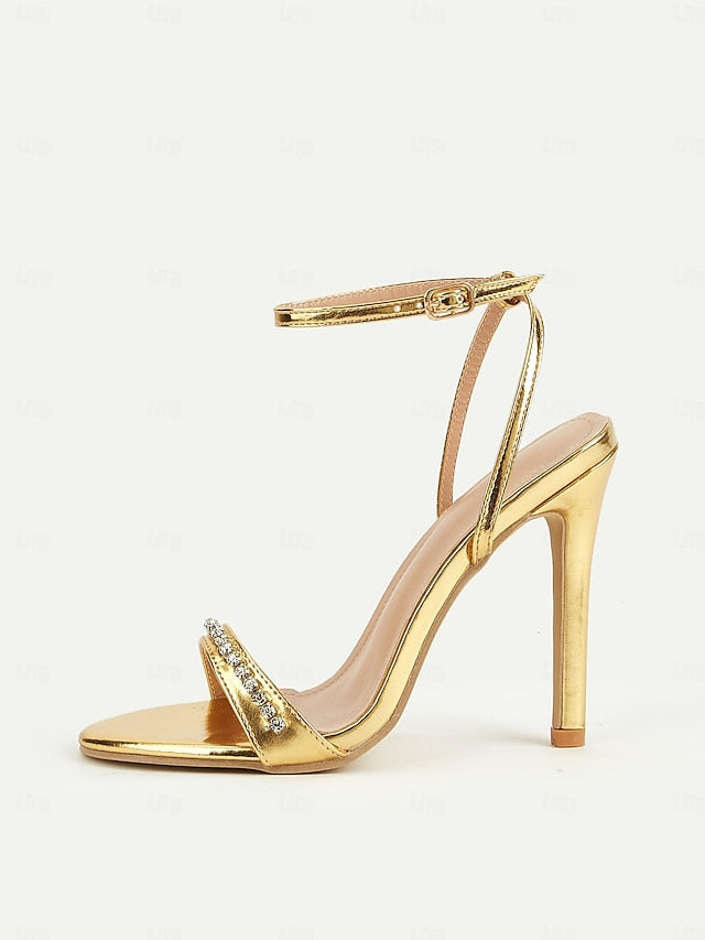 High Gold Heels Metallic Women's – Strap Dazzling Ankle