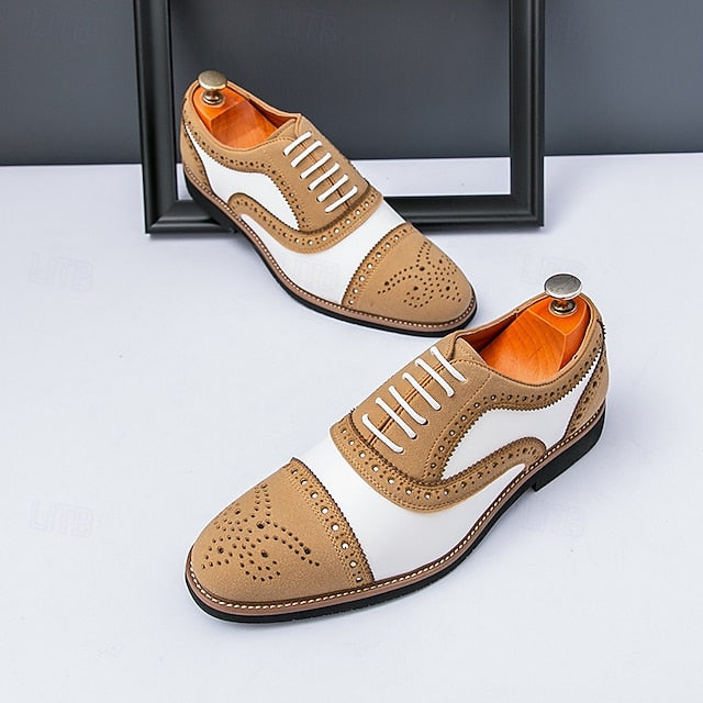 Brown Brogue with and Oxford Shoes Men's Classic White