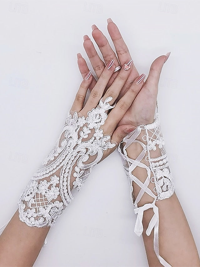 Wedding Lace White Vintage Gloves Fingerless Bridal – Elegant
