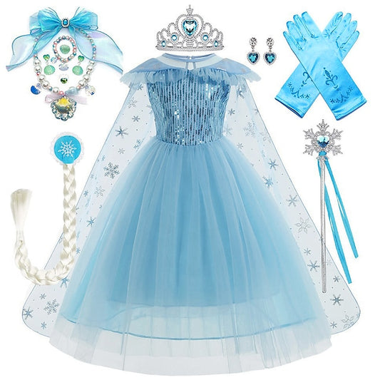 Princess Frozen Elsa Girl Flower Dress Party Theme Fairytale