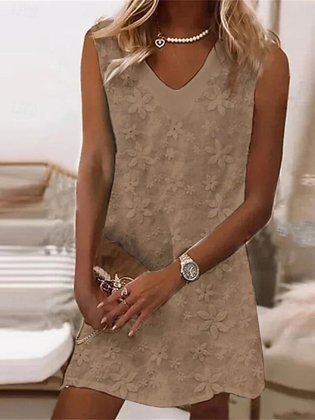 Women's Black Pink Summer Spring Mini Dress Faux Cotton