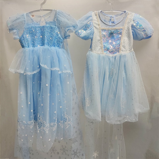 Cosplay Frozen Princess Cloak Dress Girl Elsa Flower