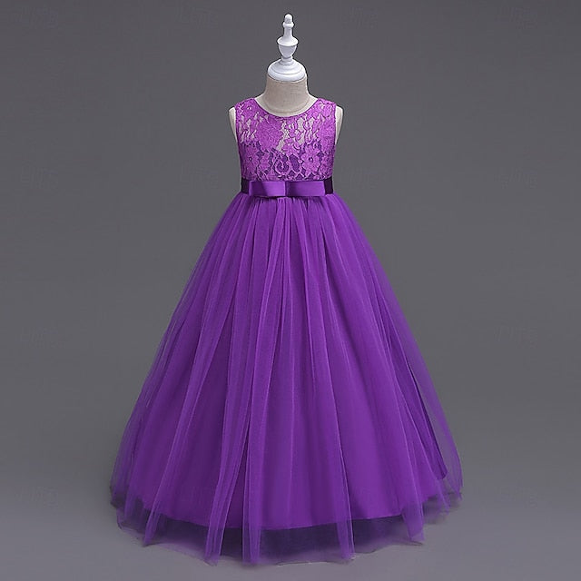 Dress Color Cosplay Girls' Solid Party Kids