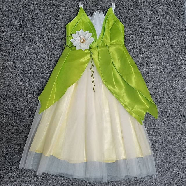 Tiana Bell Princess Theme Tinker Girl Dress Flower Fairytale