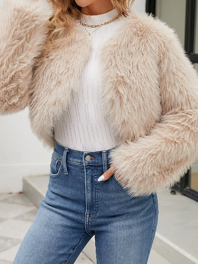 Fur Women's Winter Faux Furs Coat Comfortable Warm