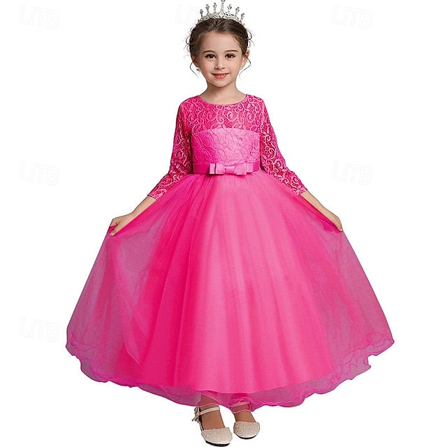 Dress Half Girl Kids Wedding Girls' Flower Sleeve