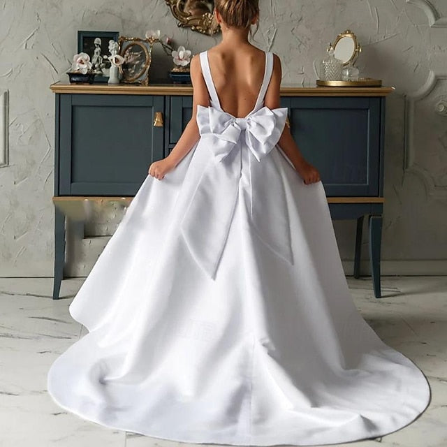 Kids Solid Girl Party Color Dress Flower Girls'