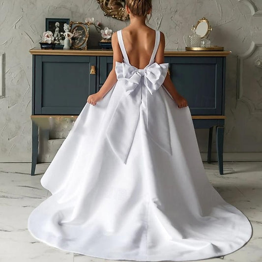 Kids Solid Girl Party Color Dress Flower Girls'