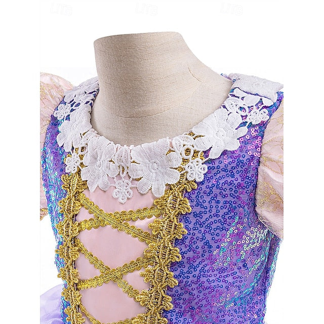 Fairytale Girl Dress Rapunzel Theme Party Flower Princess Sofia