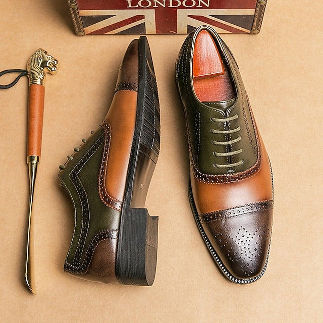 Shoes – Wingtip Black Men's Oxford and Leather Brown Faux