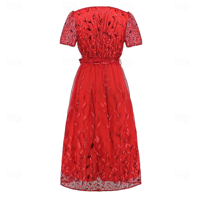 Bride Sequin V Elegant of the Mother Neck Dress A-Line