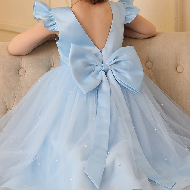 Girls' Dress Flower Color Solid Girl Party Kids