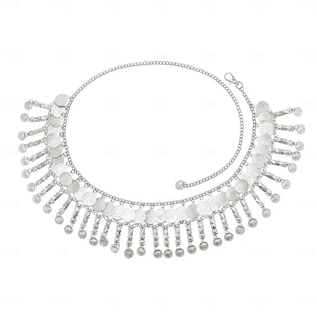 Women's Belt Metal Alloy Silver Yellow Gold Waist Belt