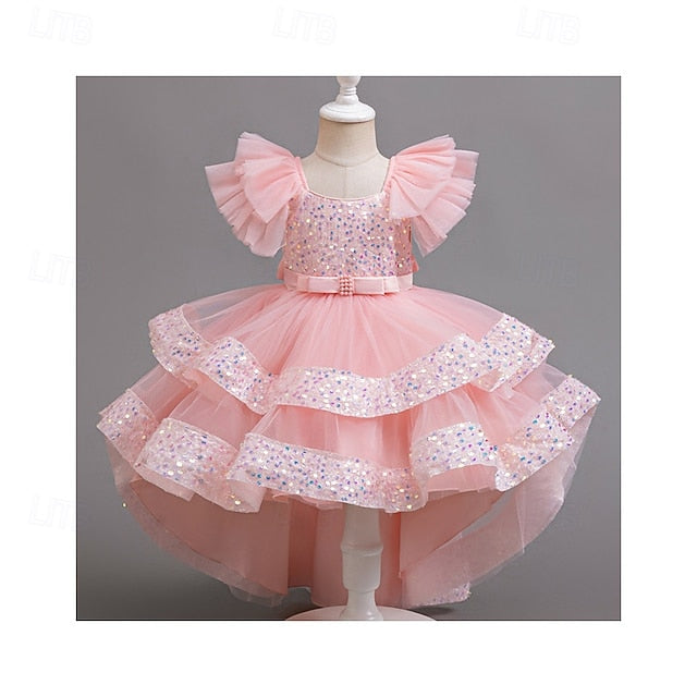 Dress Wedding Party Sequin Special Sleeveless Kids Girls'