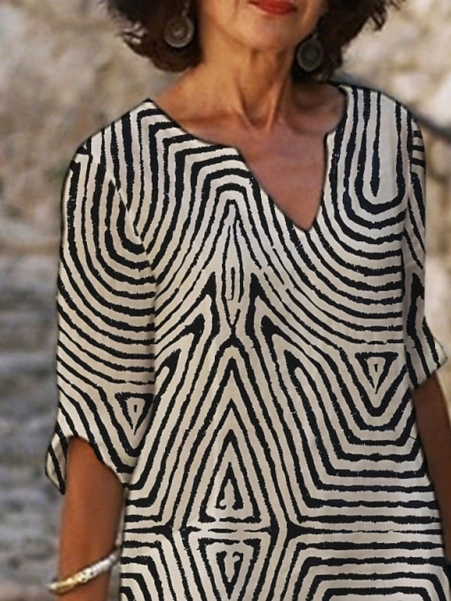 Women's Mini Dress Faux Cotton Linen Casual Dress Print