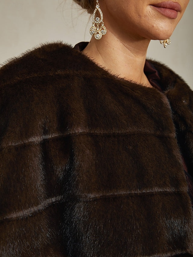 Shrug Party Wrap Faux Women's Fur Brown Formal Cocktail