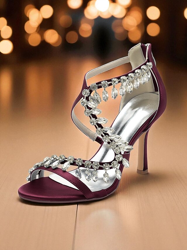 with High Rhinestone White Women's Sandals Heel Strappy