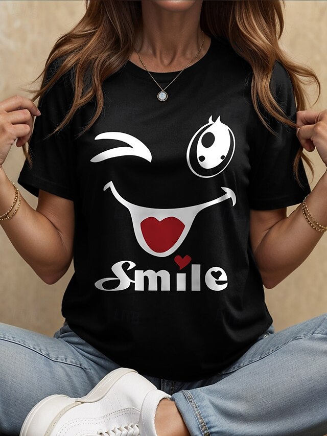 Women's T Shirt Heart Graphic Letter Vintage Stylish